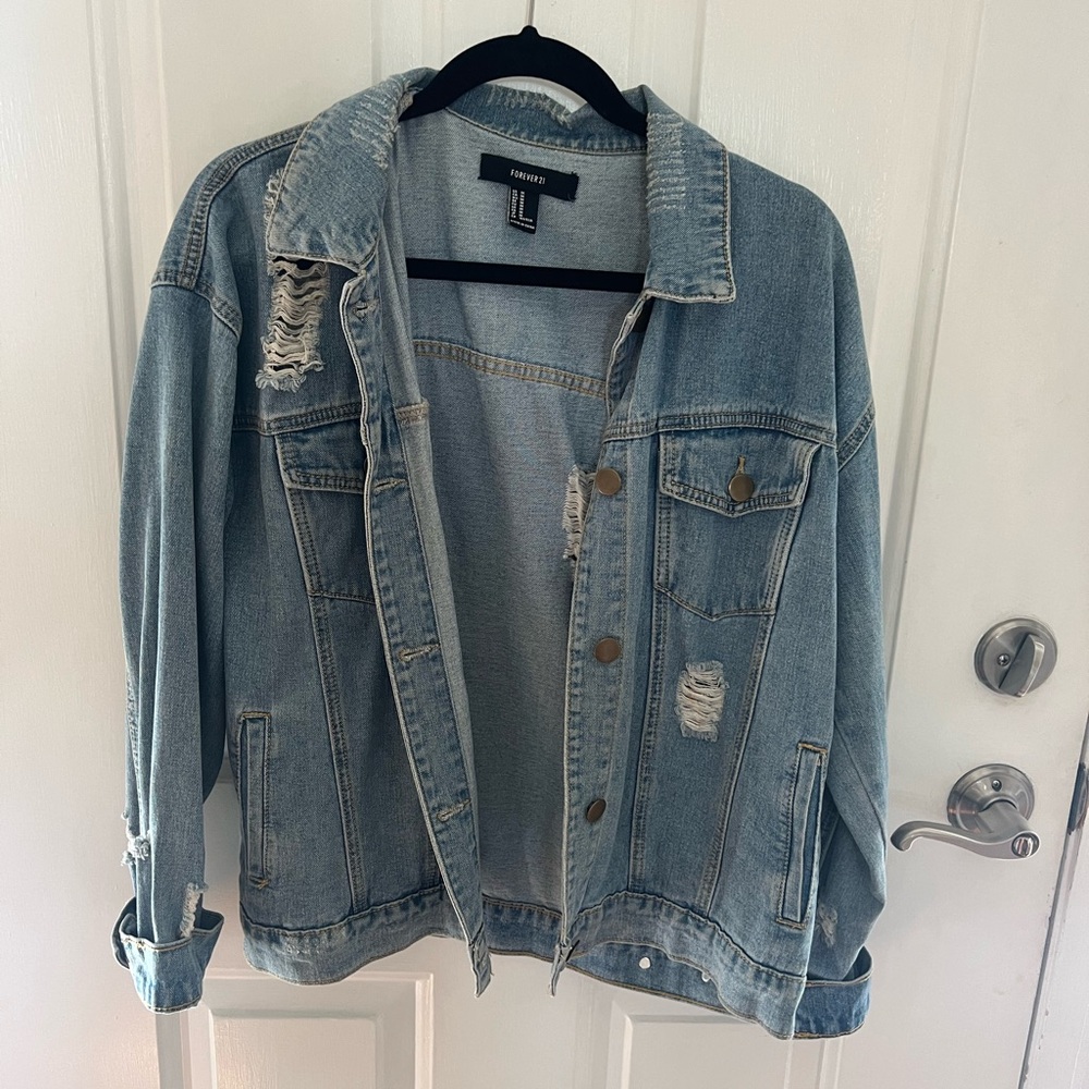 Ripped forever 21 Jean jacket. Size medium